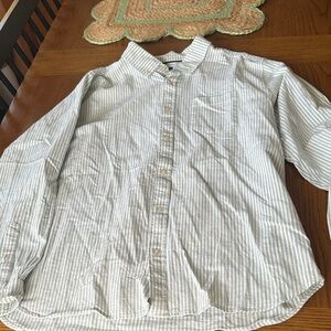 GAP Men's button down green Striped Casual Shirt